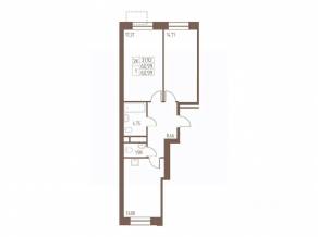 ЖК «Западная Ивантеевка», планировка 2-комнатной квартиры, 61.00 м²