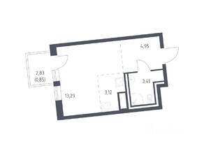 ЖК «Квартал Лаголово», планировка студии, 25.62 м²