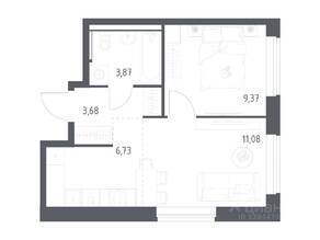 ЖК «Пригород Лесное», планировка 1-комнатной квартиры, 34.73 м²