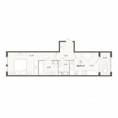 ЖК «Знатный», планировка 1-комнатной квартиры, 40.11 м²