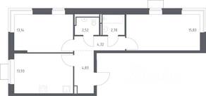 ЖК «Богдановский Лес», планировка 2-комнатной квартиры, 57.35 м²
