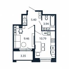 ЖК «Полис Новоселье», планировка 1-комнатной квартиры, 31.27 м²