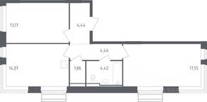 ЖК «Рублевский Квартал», планировка 2-комнатной квартиры, 59.00 м²
