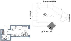 ЖК «Страна.Парковая», планировка студии, 21.15 м²
