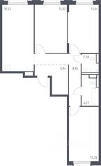 ЖК «Новые Лаврики», планировка 3-комнатной квартиры, 81.21 м²