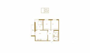 МЖК «Новая история», планировка 3-комнатной квартиры, 74.73 м²