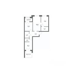ЖК «NEWПИТЕР», планировка 3-комнатной квартиры, 77.72 м²