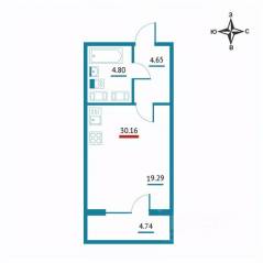 ЖК «Левитан», планировка студии, 30.16 м²