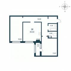 ЖК «Расцветай в Янино», планировка 2-комнатной квартиры, 85.60 м²