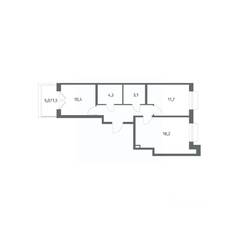 ЖК «Парусная 1», планировка 2-комнатной квартиры, 56.60 м²