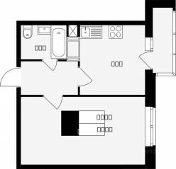 ЖК «Красная горка», планировка 1-комнатной квартиры, 35.00 м²
