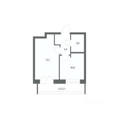 ЖК «NEWПИТЕР», планировка 1-комнатной квартиры, 35.62 м²