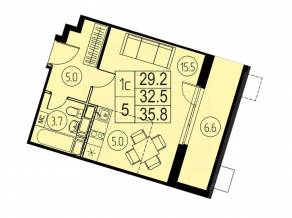 ЖК «River Park», планировка студии, 32.50 м²