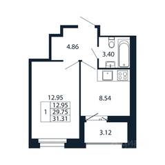 ЖК «Полис Новоселье», планировка 1-комнатной квартиры, 30.96 м²