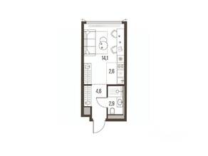 ЖК «High Life», планировка студии, 24.20 м²