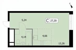 ЖК «Self», планировка студии, 27.00 м²