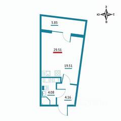 ЖК «Левитан», планировка студии, 29.51 м²