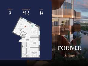 ЖК «Квартал Foriver», планировка 3-комнатной квартиры, 91.60 м²