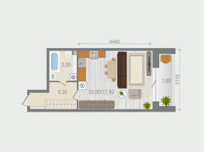 ЖК «Эко-квартал Гармония», планировка 1-комнатной квартиры, 48.40 м²