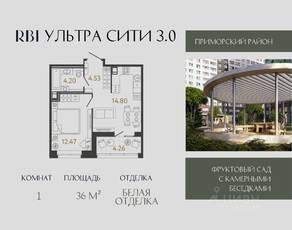 ЖК «Ультра Сити 3.0», планировка 1-комнатной квартиры, 36.00 м²