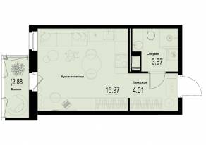 ЖК «ID Murino III», планировка студии, 24.72 м²