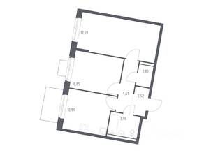 ЖК «Квартал Западный», планировка 2-комнатной квартиры, 52.32 м²