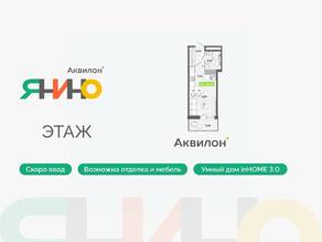 ЖК «Аквилон ЯНИНО», планировка студии, 22.49 м²