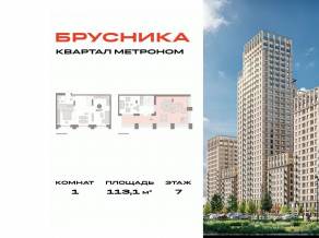 ЖК «Квартал Метроном», планировка 1-комнатной квартиры, 113.10 м²