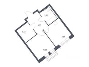 ЖК «Рублевский Квартал», планировка 1-комнатной квартиры, 34.80 м²