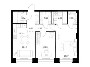 ЖК «Nova», планировка 2-комнатной квартиры, 68.46 м²