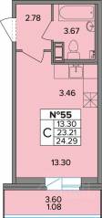 ЖК «Смарт», планировка студии, 24.29 м²