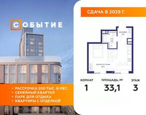 ЖК «Событие», планировка студии, 33.10 м²