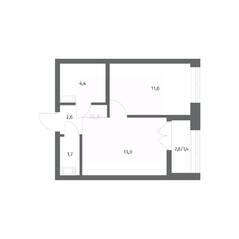 ЖК «NEWПИТЕР», планировка 1-комнатной квартиры, 34.17 м²