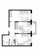 МЖК «Аннино Сити», планировка 2-комнатной квартиры, 59.03 м²