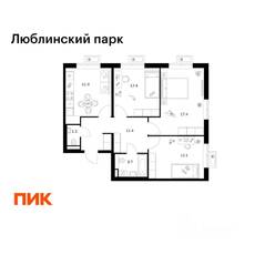 ЖК «Люблинский парк», планировка 3-комнатной квартиры, 73.40 м²