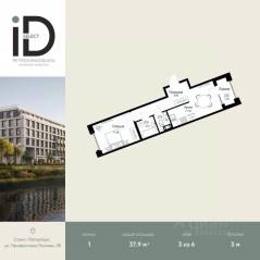ЖК «ID Petrogradskaya», планировка 1-комнатной квартиры, 37.90 м²