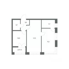 ЖК «NEWПИТЕР», планировка 2-комнатной квартиры, 60.51 м²