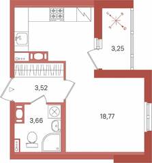 ЖК «Патио», планировка студии, 27.58 м²