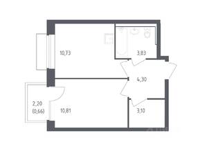 ЖК «Рублевский Квартал», планировка 1-комнатной квартиры, 32.80 м²