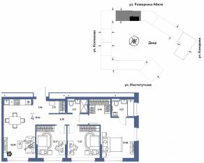 ЖК «Страна.Парковая», планировка 4-комнатной квартиры, 78.54 м²