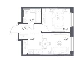 ЖК «Квартал Строгино», планировка 1-комнатной квартиры, 33.93 м²