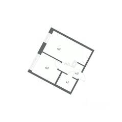 ЖК «NEWПИТЕР», планировка 1-комнатной квартиры, 36.62 м²