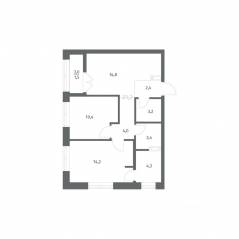 ЖК «NEWПИТЕР», планировка 2-комнатной квартиры, 58.21 м²