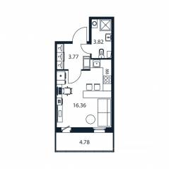 ЖК «Полис ЛАВрики», планировка студии, 23.60 м²