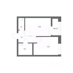 ЖК «NEWПИТЕР», планировка 1-комнатной квартиры, 37.50 м²