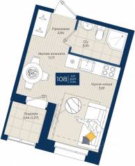 ЖК «Новатория», планировка студии, 21.94 м²