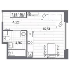 ЖК «Plus Пулковский», планировка студии, 26.20 м²