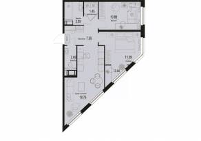 ЖК «ID Murino III», планировка 2-комнатной квартиры, 58.59 м²