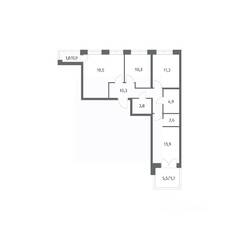 ЖК «NEWПИТЕР», планировка 3-комнатной квартиры, 79.10 м²