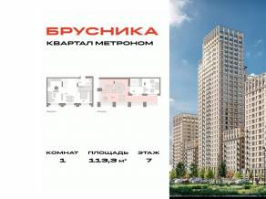 ЖК «Квартал Метроном», планировка 1-комнатной квартиры, 113.30 м²